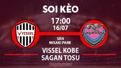 Soi kèo hot hôm nay 16/7: Sagan Tosu thắng chấp góc hiệp 1 trận Vissel Kobe vs Sagan Tosu; Khách thắng kèo châu Á trận Cruzeiro vs Coritiba